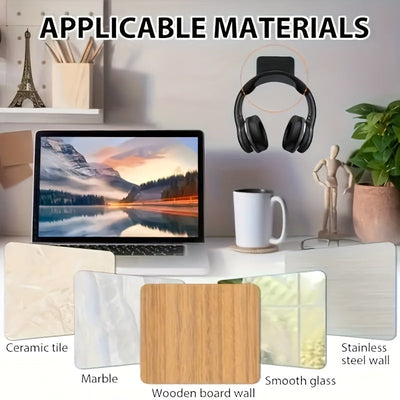 Soporte para auriculares de 4 piezas montado en la pared sin perforaciones, soporte para mesa, soporte para cabeza, gancho para colgar, estante para auriculares de esports