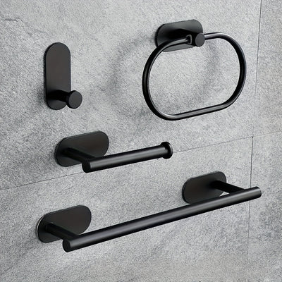 Juego de 4 Accesorios para Baño - Incluye Barra para Toallas, Porta Anillos, Soporte para Papel y Ganchos para Fácil Montaje en Pared, Accesorios de Baño
