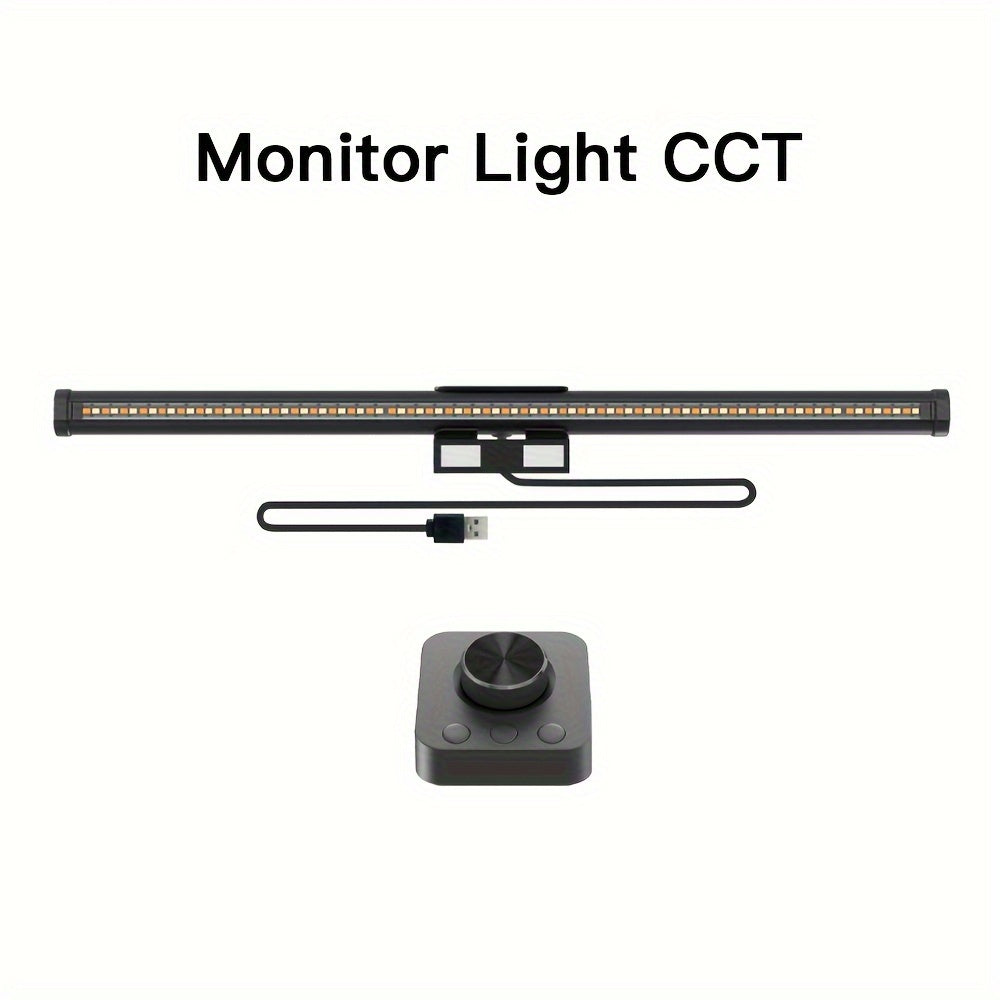 Barra de Luz de Monitor Elegante con Alimentación USB y Mecánica para Switch & Control Remoto Inalámbrico, Atenuación Continua, 92 LED, Temperatura de Color Ajustable de 3000-6500K, Acabado Metálico Mate - Ideal para Hogar & Oficina, Monitor Portátil