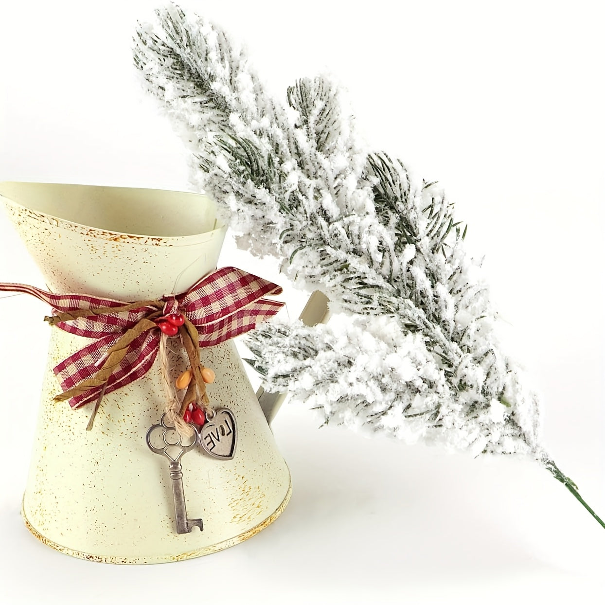 Elección popular] 10 ramas artificiales de pino con efecto nevado, ramas de pino falsas con escarcha para árbol de Navidad, coronas, guirnaldas y decoración navideña, ramitas, esprays y manualidades