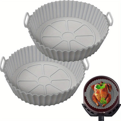2 unidades de Ollas de Silicona Reutilizables para Freidora de Aire - Antiadherentes, Fáciles de Limpiar, Líneas para Ninja, Tower, COSORI - Esenciales de Cocina de Reemplazo para Papel de Horno Desechable