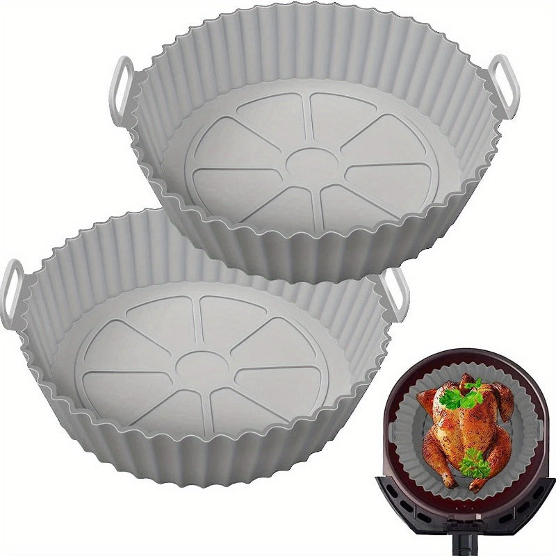 2 unidades de Ollas de Silicona Reutilizables para Freidora de Aire - Antiadherentes, Fáciles de Limpiar, Líneas para Ninja, Tower, COSORI - Esenciales de Cocina de Reemplazo para Papel de Horno Desechable