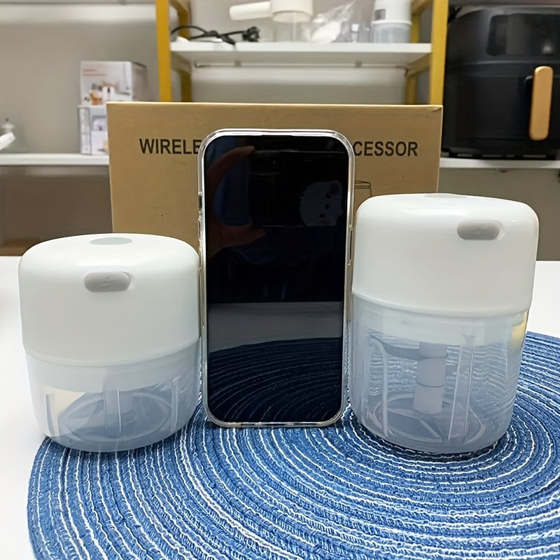 1pc Picadora Eléctrica Inalámbrica con USB, Taza de 250ml, Cuchillas de Acero Inoxidable Resistentes, Licuadora Portátil para Hogar, Viajes y Camping - Ideal para Triturar Carne, Verduras, Salsas - Diseño Compacto con Batería de Litio - Regalo Perfecto p