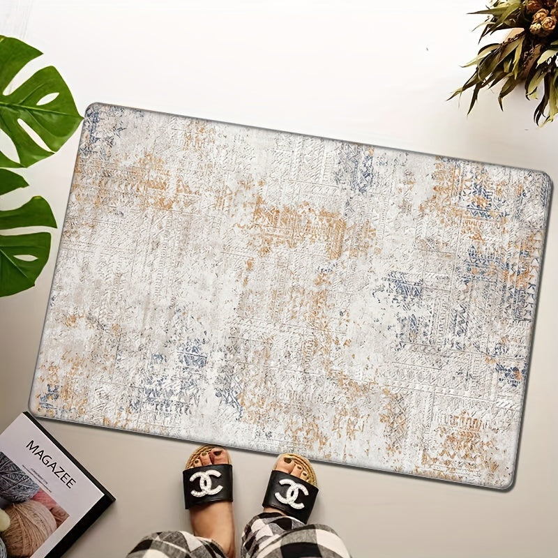 Alfombra de Entrada Estilo Bohemio Vintage con Grosor de Franela de 1.2 cm, Tapete Antideslizante y Absorbente Impreso, Alfombras Cómodas Lavables para Cocina, Sala de Estar, Dormitorio y Baño, Decoración del Hogar