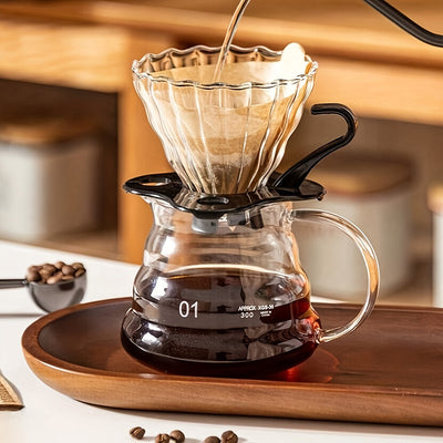 Juego de 2 filtros de café de vidrio artesanales, con jarra resistente al calor y mango cómodo, diseño con patrones para café de calidad de barista, ideal para Navidad, Día del Padre y Día de la Madre