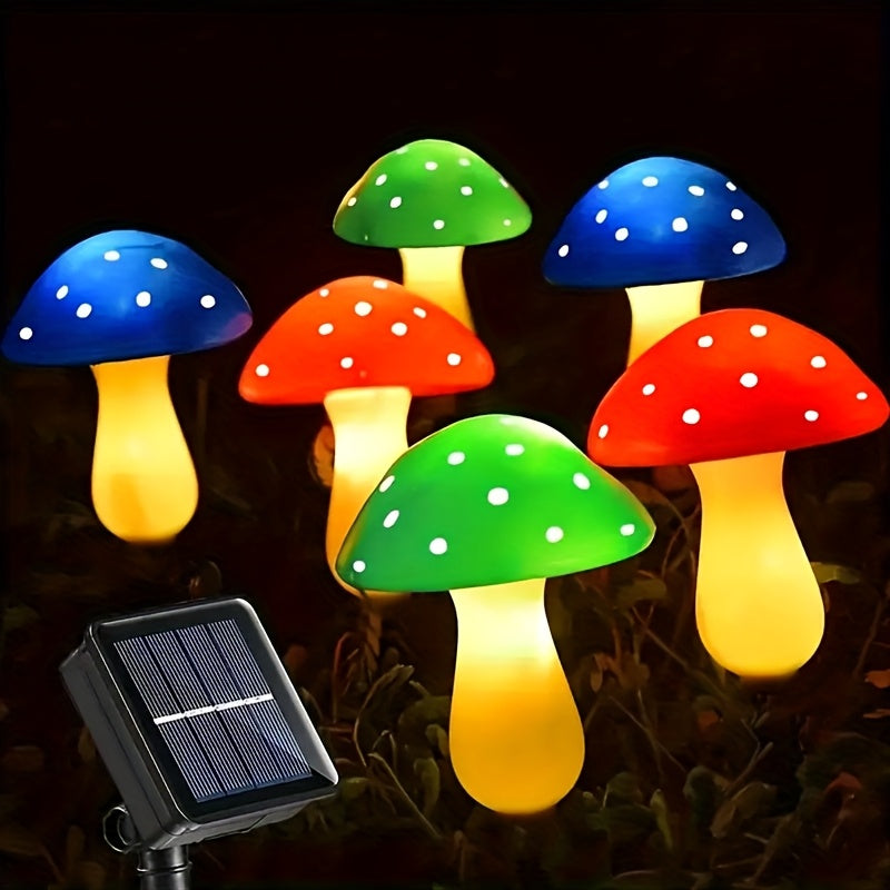 Luces Solares de Suelo en Forma de Hongo con 8 LED para Exteriores - Decoración de Jardín, 8 Modos de Iluminación, Luz para Senderos y Paisajes, Luz Nocturna para Acampar | Decoración para Césped del Jardín | Luces para Fiestas Festivas (rojo/Colorido op