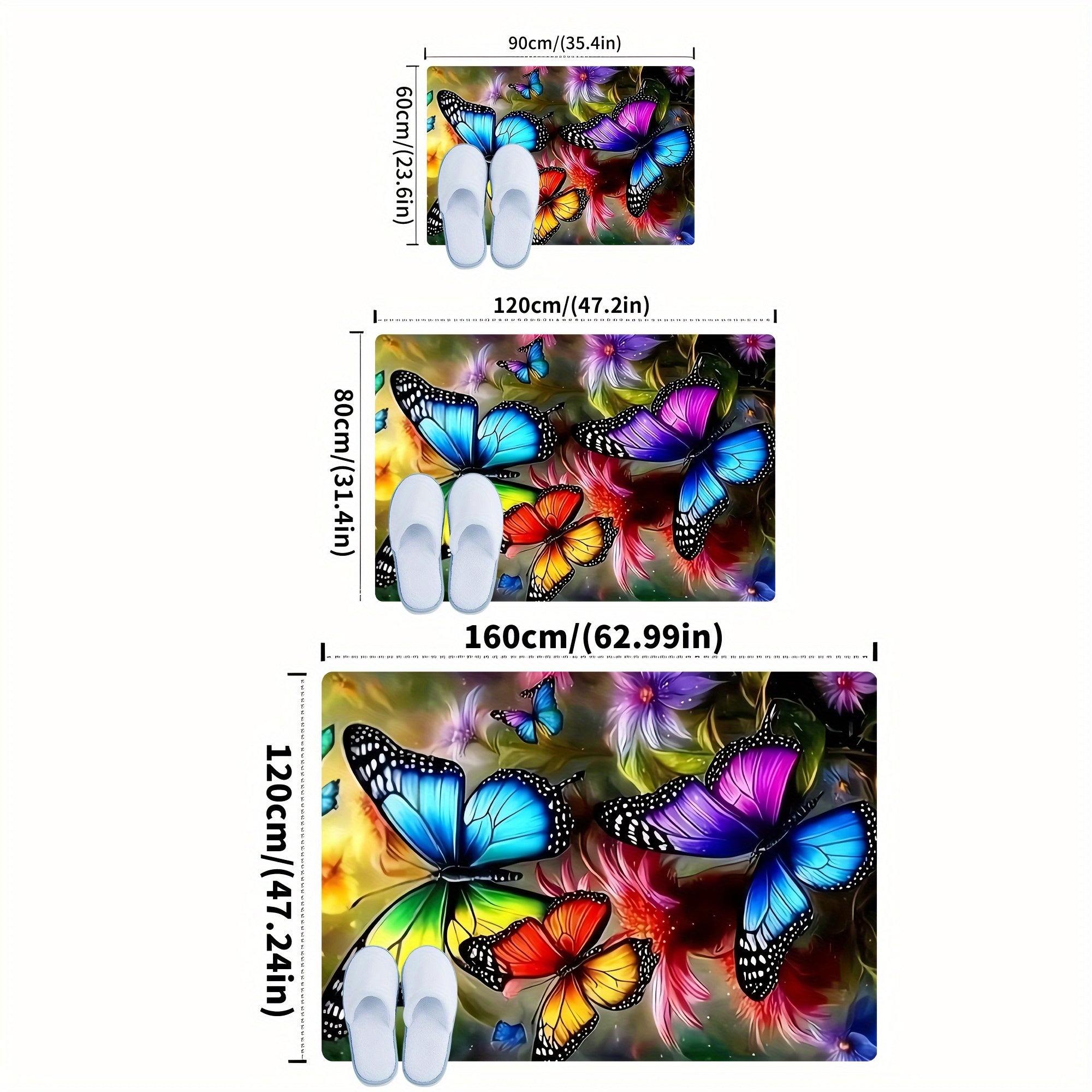 Una alfombra de diseño de mariposa de un solo color elegante, suave y cómoda, lavable en máquina, hecha de poliéster, adecuada para salones, dormitorios, estudios y salas de juegos - La decoración de habitación perfecta.