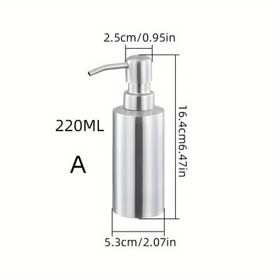 Botella de dispensador vacía de acero inoxidable, botella de dispensador recargable con bomba para loción, gel de ducha, champú y acondicionador, accesorios de baño de hotel