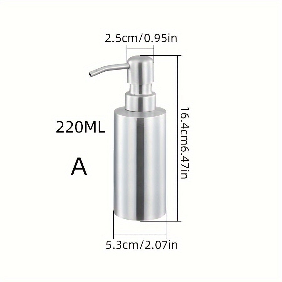 Botella de dispensador vacía de acero inoxidable, botella de dispensador recargable con bomba para loción, gel de ducha, champú y acondicionador, accesorios de baño de hotel