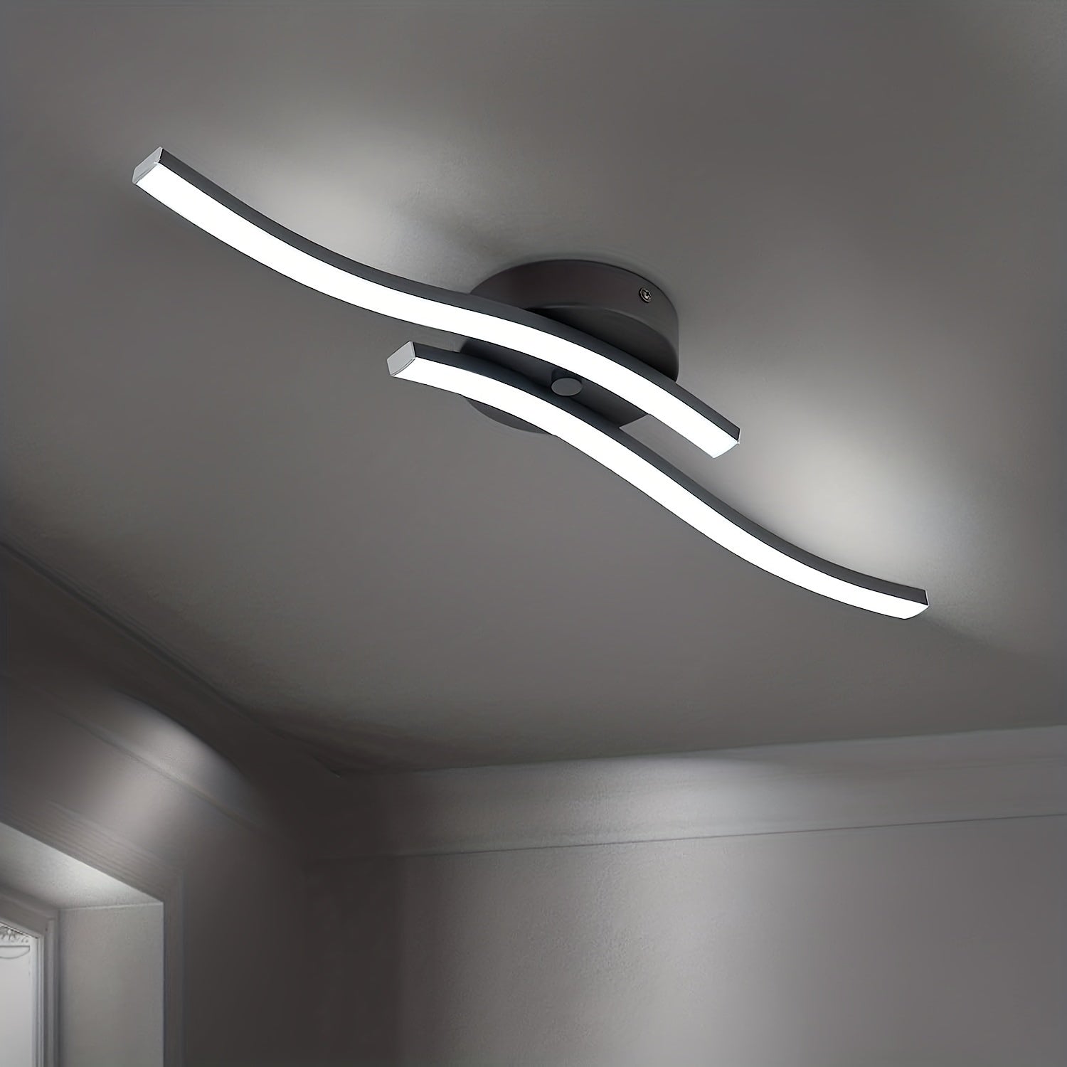 Luces de Techo LED, Diseño Moderno de Luces Curvas para Techo, 2 Barras de Luz LED Integradas con Cambio de Color CCT-3 por Interruptor de Pared 3000K/4000K/6000K para Sala de Estar, Dormitorio, Cocina y Pasillo