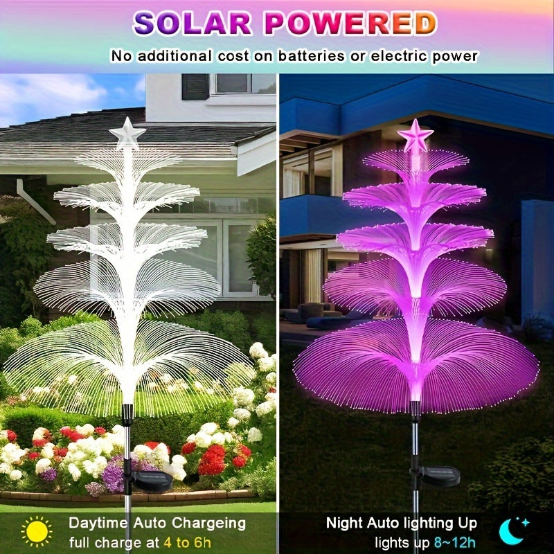 Cadena de luces LED de hadas con energía solar, decoración de jardín al aire libre de 5 niveles, cambio de color, multicolor, perfecta para patio, jardín, Navidad, Halloween, decoración de Año Nuevo.