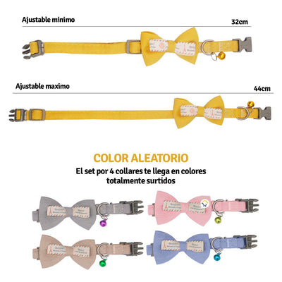 Collar Corbatín Con Cascabel Perros Gatos Correa Mascotas MAS44