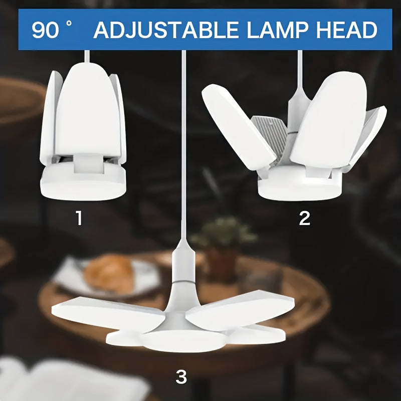 Lámpara plegable LED de cuatro hojas YETHKE - Iluminación industrial portátil de alta luminosidad con acabado pulido, 85-265V, 4 temperaturas de color (2800K-5700K) para dormitorio, sala de estar, cocina, estudio, iluminación de pequeños espacios, ilumin