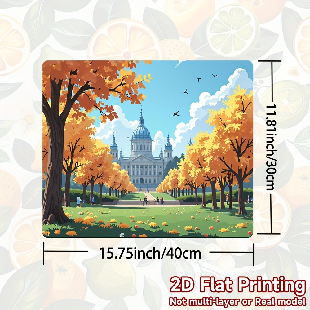 2D Plano, 1 Pieza Escena De Parque De Otoño 2D Plano Impresión Cubierta De Horno Protector - Hojas De Otoño Vibrantes Y Diseño De Cúpula, 100% Poliéster, Adecuado Para Estufas, Hornos, Lavadoras, Secadoras, Decoración De Cocina, Decoración De Cubierta De
