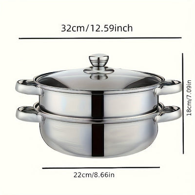 Set de vaporizador de acero inoxidable - 1 pieza de doble capa, diseño engrosado, compatible con inducción y estufa de gas, ideal para cocinar y hostelería, uso adulto