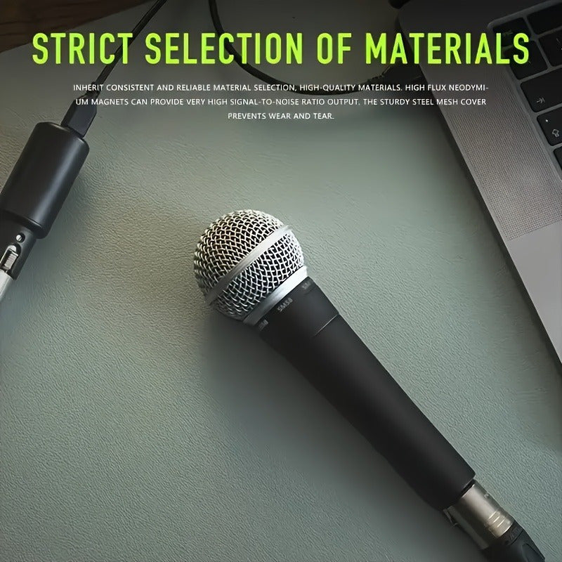 Micrófono Dinámico Profesional SM58 - Micrófono con Cable en Forma de Corazón con Conector de 6.35mm, Alimentado por DC, Adecuado para Canto en Escenario, Transmisión, Reuniones de Video, Juegos y Karaoke - Audio de Alta Calidad, Construcción Duradera, R