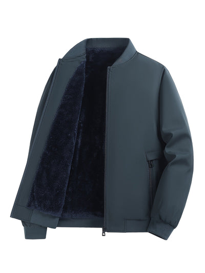 Chaqueta Casual para Hombre con Forro Polar - Ligera, con Cremallera y Bolsillos, Poliéster, Cuello de Béisbol, Perfecta para Otoño e Invierno