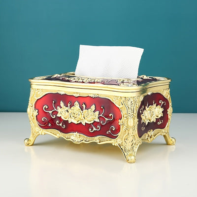 1 unidad Estilo europeo vintage Cubierta de caja de pañuelos de acrílico, Porta pañuelos de plástico rectangular con talla de rosas, Organizador de ahorro de espacio para hogar, oficina, cocina, baño, decoración de dormitorio