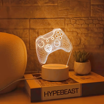 1 pieza de Luz Nocturna 3D con Temática de Juegos Modernos - Alimentada por USB, Brillo Blanco, Perfecta para Dormitorio, Sala de Estar y Decoración de Salón de Juegos, Regalo Ideal para Jugadores, Luz Ambiente | Lámpara Decorativa | Iluminación Artístic