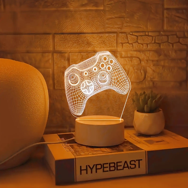 1 pieza de Luz Nocturna 3D con Temática de Juegos Modernos - Alimentada por USB, Brillo Blanco, Perfecta para Dormitorio, Sala de Estar y Decoración de Salón de Juegos, Regalo Ideal para Jugadores, Luz Ambiente | Lámpara Decorativa | Iluminación Artístic