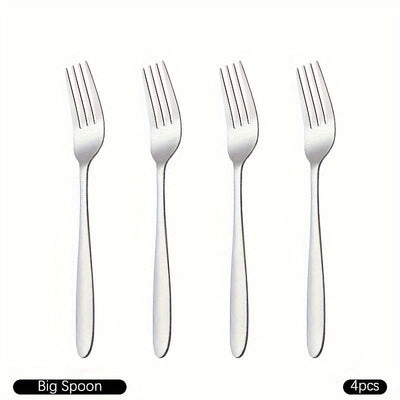 4 piezas/8 piezas tenedores de mesa de acero inoxidable, tenedores para comer con mango largo, tenedores para carne, tenedores para fruta