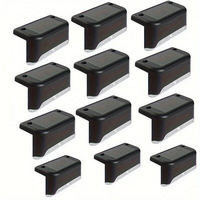 12 unidades de luces de sendero solares para exteriores - Impermeables, clasificadas IPX4, pasos iluminados con LED para cercas, escaleras, entradas, jardines y más - Control de luz automático, ideal para porches, balcones y decoración de bodas, iluminac