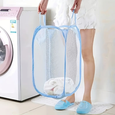 1 Cesto De Ropa Sucia Emergente, 27.56 * 15.75in, Cesto De Ropa Sucia Transpirable De Malla Extra Grande, Cesto De Almacenamiento De Ropa Sucia Plegable Con Asas Resistentes, Cesto De Almacenamiento De Juguetes