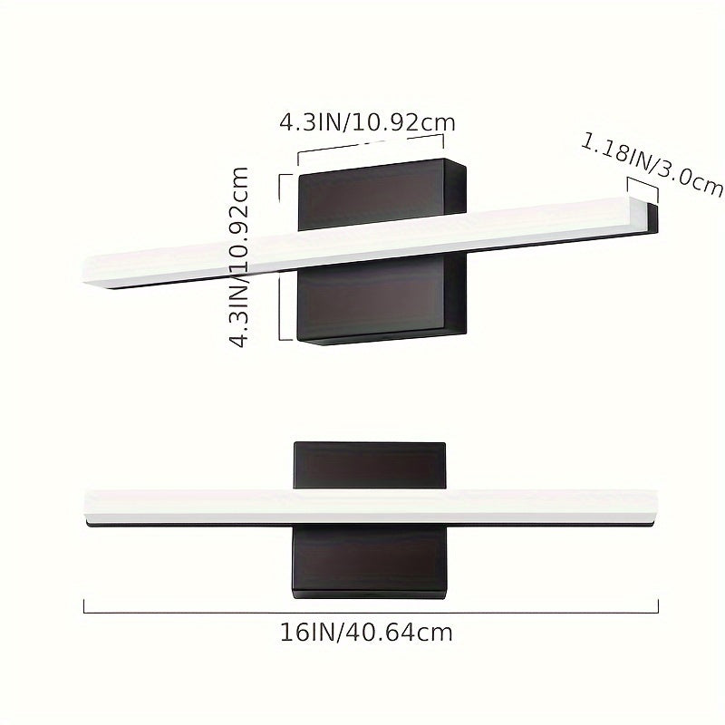 Luza de Tocador LED HIMGOR de 40.64cm - Negra, Aplique de Pared Cambiante de 3 Colores para Espejo de Maquillaje de Baño, Montaje Semi-Encastrado, Accesorios de Tocador
