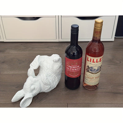Soporte de botella de vino con forma de conejo 3D impreso, creativo, con forma de conejo de peluche lindo, decoración divertida para el hogar, ajuste estándar de botella, regalo divertido para amantes del vino.
