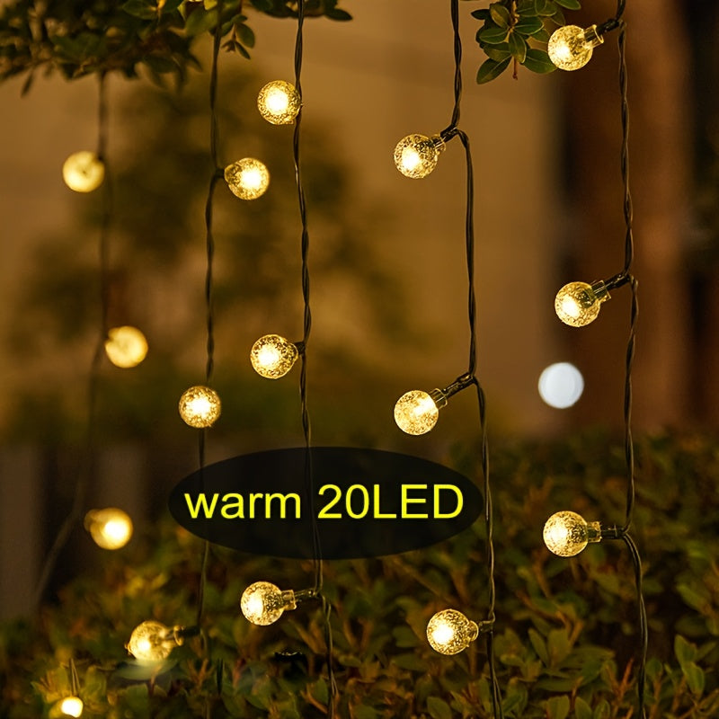 1 Cuerda de Bolas de Cristal Solar, 8 Modos, Plástico, Multi-Color, Parpadeante, Control de Botón, Batería de Níquel Solar de 400mAh, Fotovoltaico Removable, con Control de Interruptor, para Janucá, Jardín, Patio, Césped, Decoración de Balcón