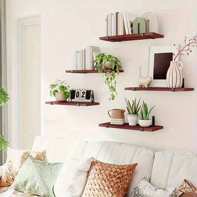 Estantes flotantes de madera clásicos, almacenamiento ajustable para colgar en pared, fácil instalación, ideal para cocina, sala y dormitorio