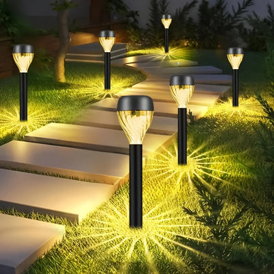 8/10/12pcs Luces de Palo Estilo Nuevo para Exteriores, Luz Cálida LED Proyector para Caminos con Superficie Pulida, Panel Solar y Batería de Níquel Desmontable, Iluminación para Jardines, Patios y Villas
