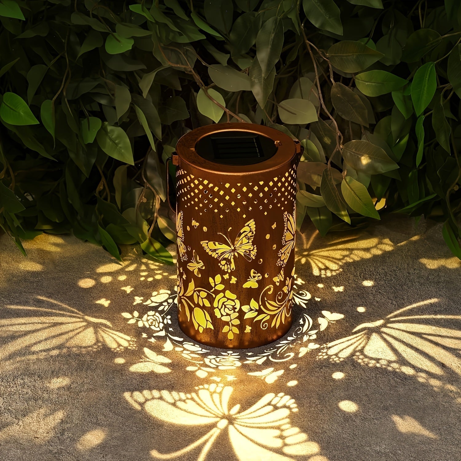 Lámpara solar para exteriores, regalo de cumpleaños de mariposa adecuado para hombres y mujeres, luz solar colgante adecuada para patio, patio, porche, jardín trasero, paisaje, decoración de jardín