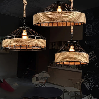 1PCSE27 Lámpara Colgante de Montaje Empotrado con Tornillo, Lámpara Colgante Creativa de Cuerda de Cáñamo de Hierro, Pantalla de Araña Estilo Industrial Moderno, Accesorios de Iluminación para Decoración de Bares y Restaurantes sin Bombilla