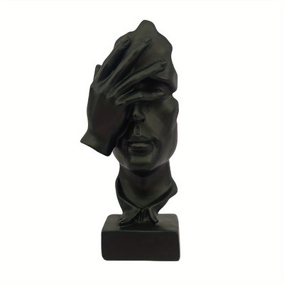 Conjunto de 3 estatuas de Pensador, Tamaño Grande El Silencio es Oro Arte Abstracto Estatua, Escucha No Diga No Moderna Decoración de Escultura de Resina para Hogar, Oficina Estudio Decoración Moderna (Negro)