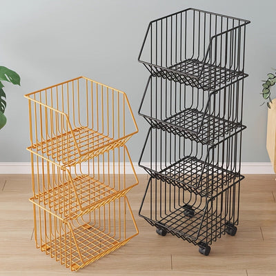 Carrito de almacenamiento metálico de varios niveles NLDD - Organizador de pie sin perforación con 3 estantes, 2 cajones y 2 bolsillos para cocina, baño o despensa - Organizador de mostrador que ahorra espacio para frascos, latas, utensilios, carrito de