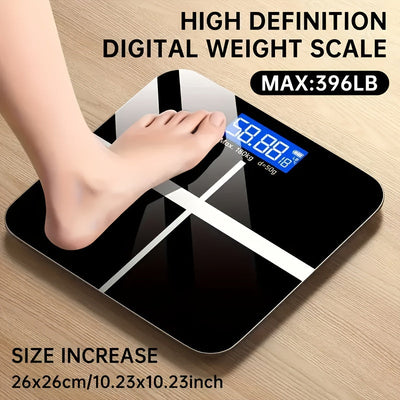 Báscula de Peso Corporal Digital de 1 Pieza con Pantalla LCD, Funciona con Baterías AAA, Superficie Grande y Engrosada para Pesaje Preciso, Diseño en Plástico Negro - Baterías No Incluidas