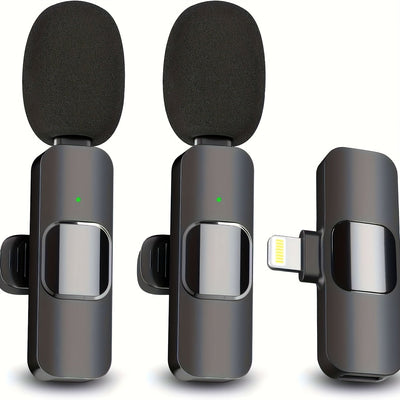 2 Piezas de Micrófono Tipo-C Plug-and-Play para iPhone, iPad y Android - Auto-Sincronización y Reducción de Ruido, Ideal para Grabaciones e Entrevistas. Compatible con Portátiles, Estuche Cargador Incluido, Mini Micrófono sin varillas con Clip