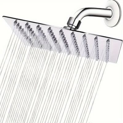 Cabezal de ducha cuadrado de acero inoxidable de lujo, montaje en pared, acabado pulido, alta presión de agua, pulverización potente, ahorro de agua, no necesita electricidad, mejora estética del baño