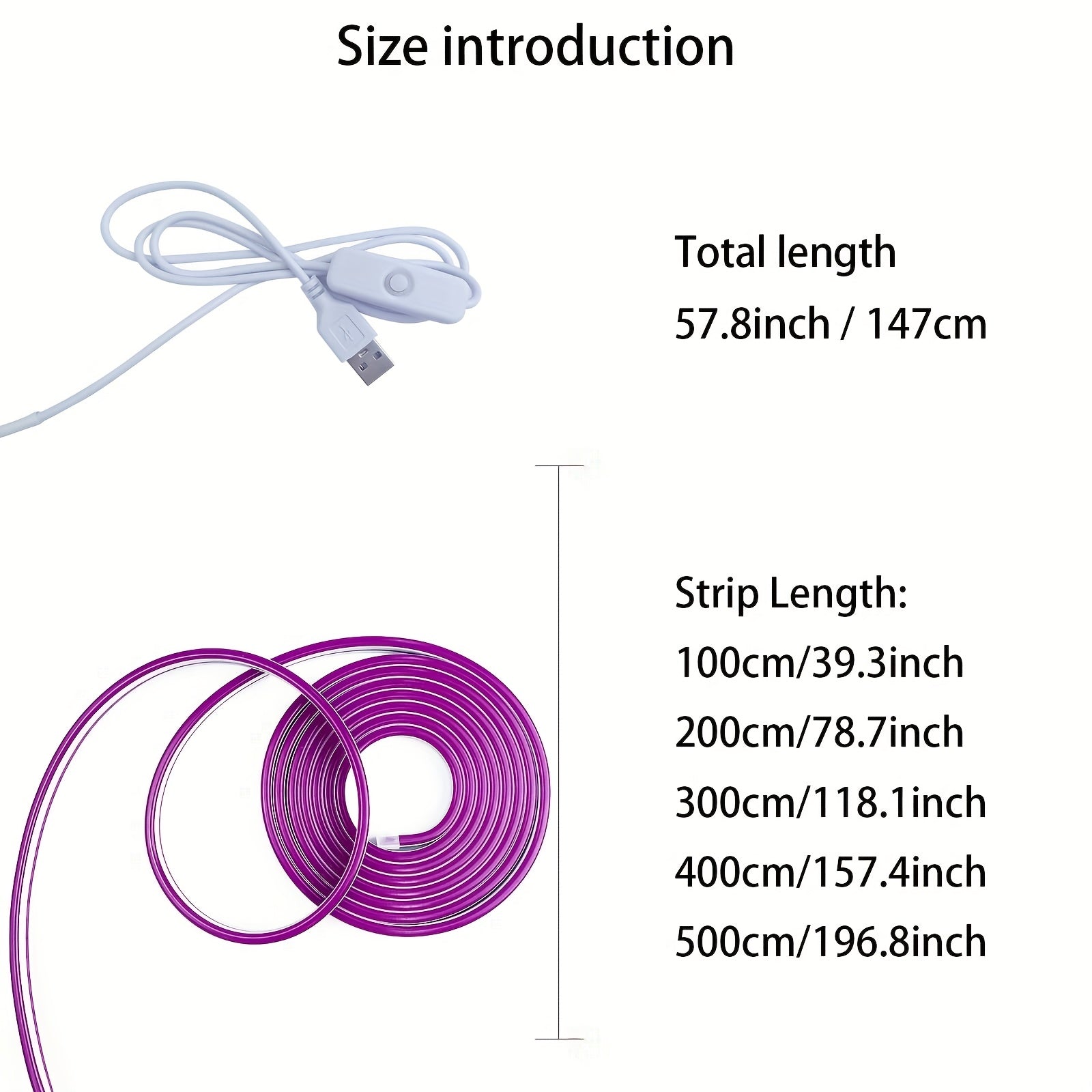 {"translated_text": "Tira de luz neónica de 5V con interfaz USB, color morado 501, cortable, para hacer manualmente diferentes formas, iluminación uniforme, adecuada para interiores y exteriores, pasillos, escaleras, camping, armarios, armarios, iluminac