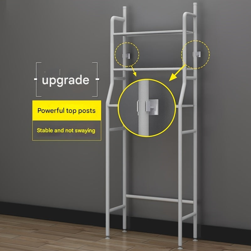 Estantería de Almacenamiento Sobre el Inodoro | Organizador de Baño Independiente de Metal con Ganchos | Instalación Sin Taladro | Estantes Multiniveles para Inodoro y Lavadora | Diseño Ahorra-Espacio | Acabado Blanco | Ideal para Toallas, Artículos de A