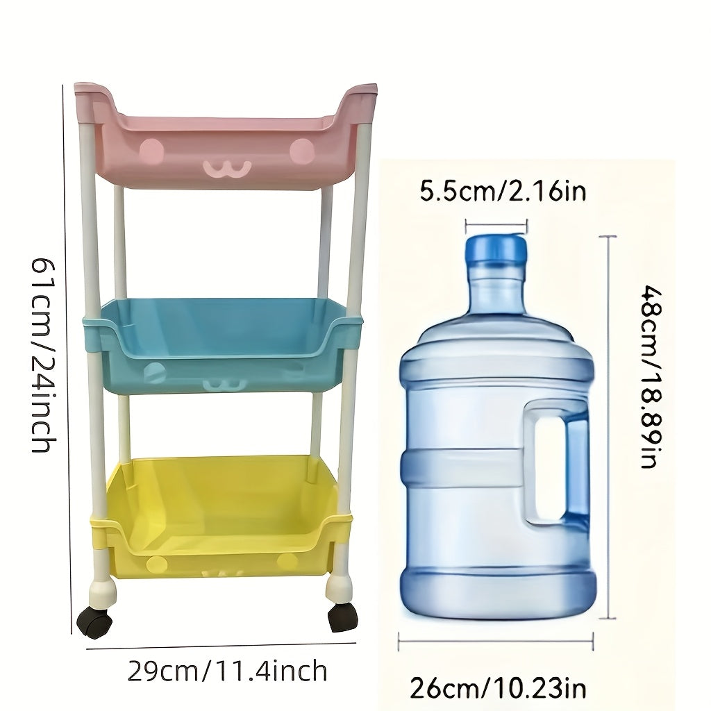 Carrito de Almacenamiento Rodante Multifuncional con Estantes, Adecuado para Cocina, Baño, Dormitorio y Residencia Universitaria - Estantería Móvil para Organización del Hogar y Ahorro de Espacio