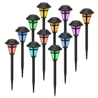 12 Pack Luces de sendero solares al aire libre, impermeables, luces de caminata de jardín, iluminación de paisaje LED Auto On/Off Crepúsculo al amanecer para sendero, acera, césped, patio, jardín