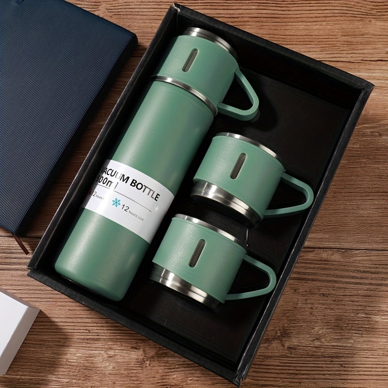 3 piezas de 500 ml, taza aislada de acero inoxidable con tapas - Doble vacío, reutilizable, antideslizante, perfecta para bebidas calientes y frías, ideal para café, té, batidos | Ideal para uso diario