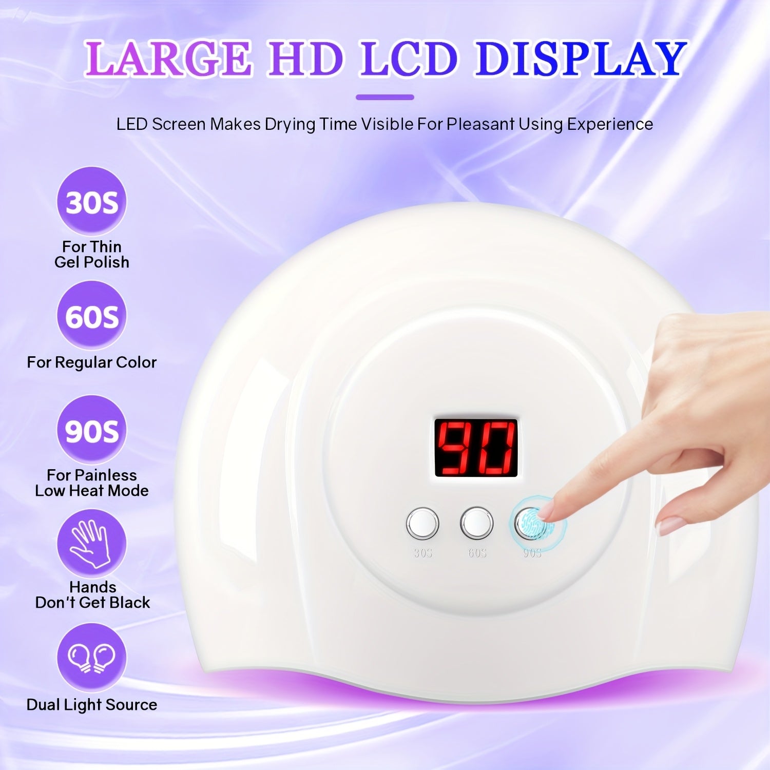 Lámpara de secado de esmalte de uñas LED de 24 luces con sensor de movimiento, secador de esmalte de gel y herramientas de manicura alimentado por USB, para uso en hogar y salón, pantalla LCD, sin formaldehído, accesorios de tecnología de uñas, esenciale