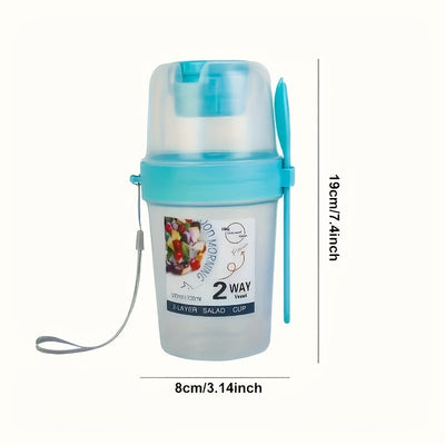 Taza de ensalada multiusos de 2 vías con tenedor y tapa - Recipiente portátil para frutas y yogur - Ideal para la escuela y la oficina para una alimentación saludable