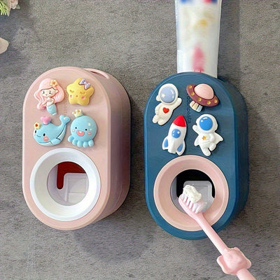 1 Exprimidor Automático De Pasta De Dientes, Soporte De Pasta De Dientes De Dibujos Animados Lindo 3D, Exprimidor De Pasta De Dientes Sin Perforación Para Colgar En La Pared, Adecuado Para Baño, Accesorios De Baño