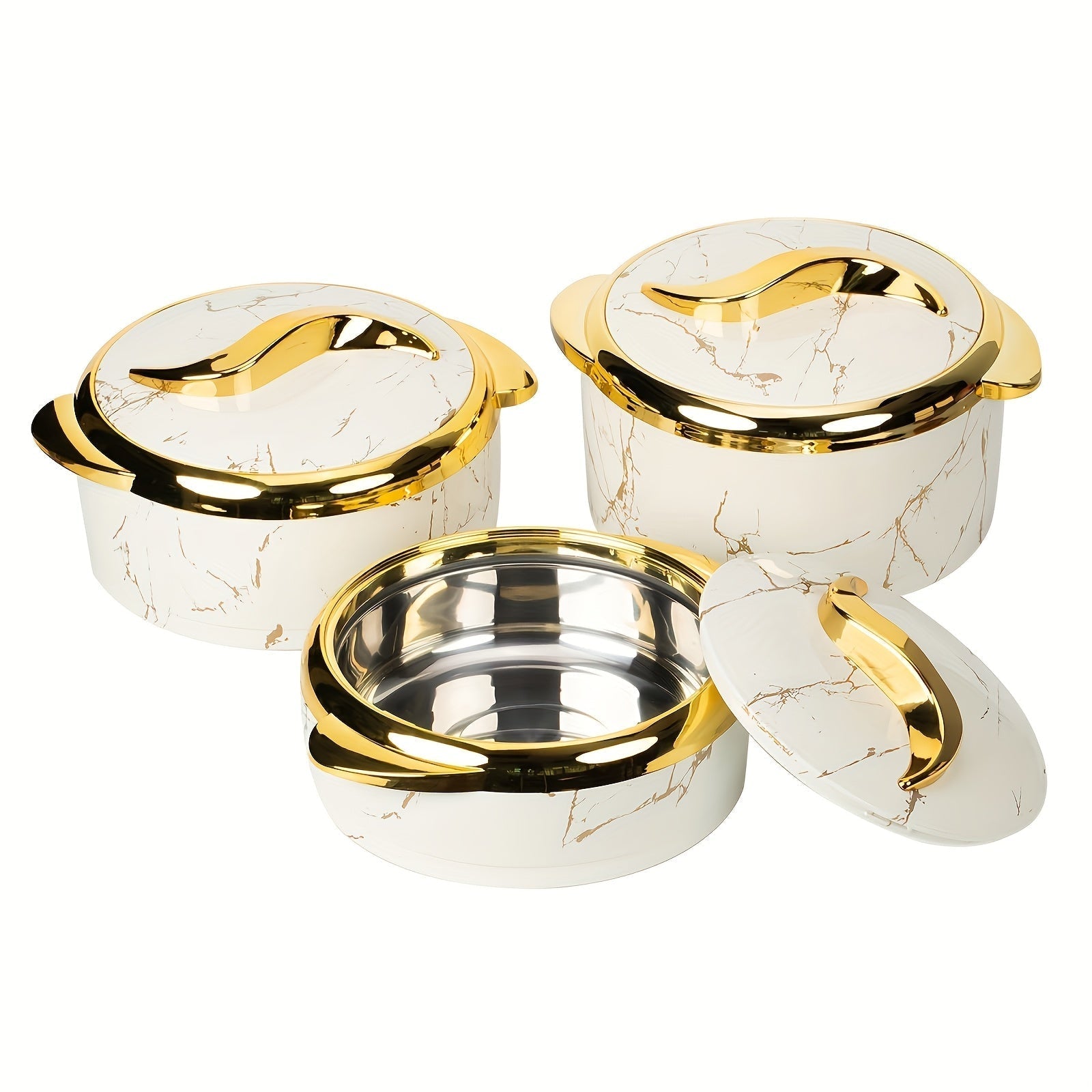Juego de 3 Piezas de Loncheras Aisladas de Acero Inoxidable Navideñas - Estilo Británico y Americano, Recipientes para Alimentos con Capacidad de 1.6QT, 2.1QT, 2.6QT - Regalo Perfecto para Fiestas, Bento Box, Ideal para la Escuela