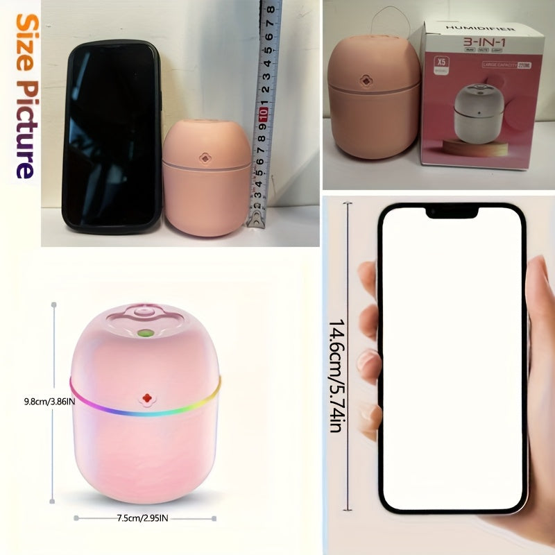 Humidificador Portátil USB DYFDYF y Máquina de Aromaterapia con Luz Ambiental Colorida - Diseño Compacto para Dormitorio, Sala de Estar, Escritorio y Coche - Opciones en Blanco y Rosa, Tecnología de Niebla Fría, Sistema de Prefiltro, Humidificadores Boni