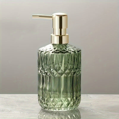 Botella dispensadora de vidrio, bomba para jabón líquido con textura 3D, base independiente, decoración para baño, ideal para shampoo, acondicionador, productos de baño y suministros para el hogar y cocina, 1 unidad